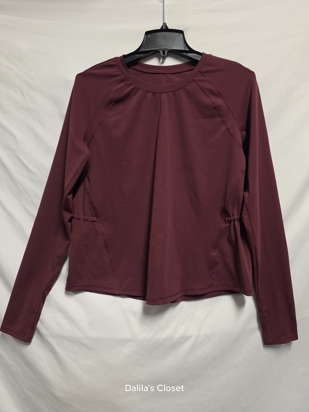 HALARA Long Sleeve Crew Neck Top in Wine